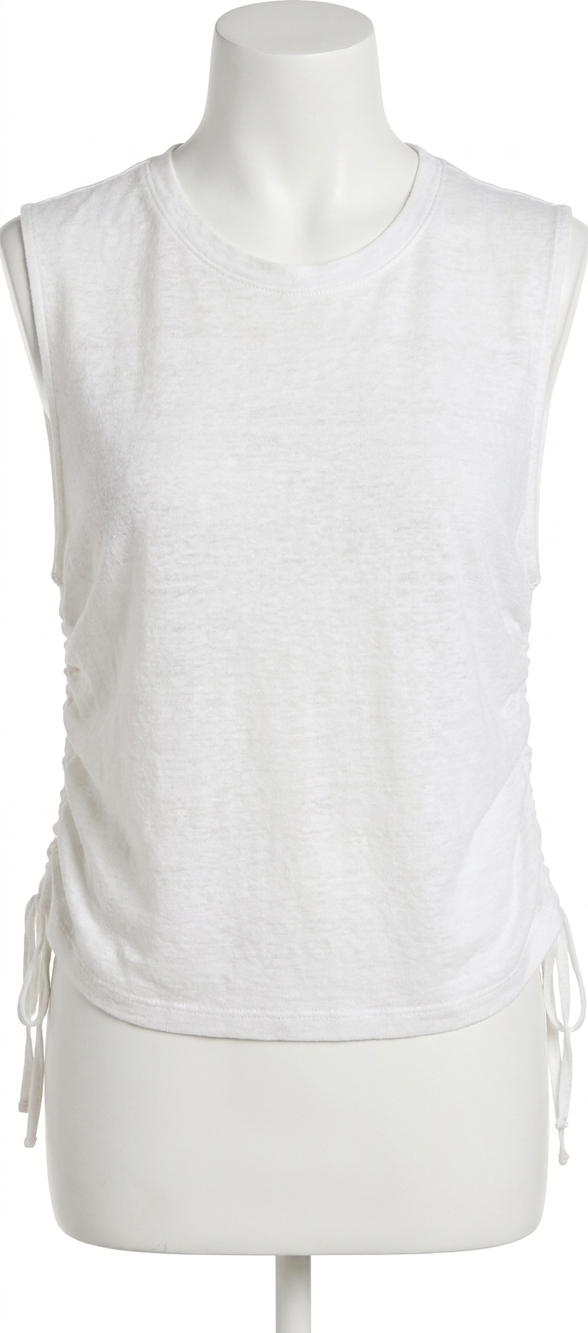NEW FRAME side cinch muscle tee in blanc, white